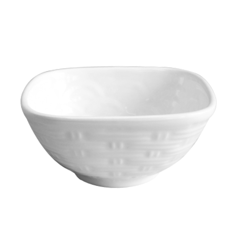 編織紋四方碗